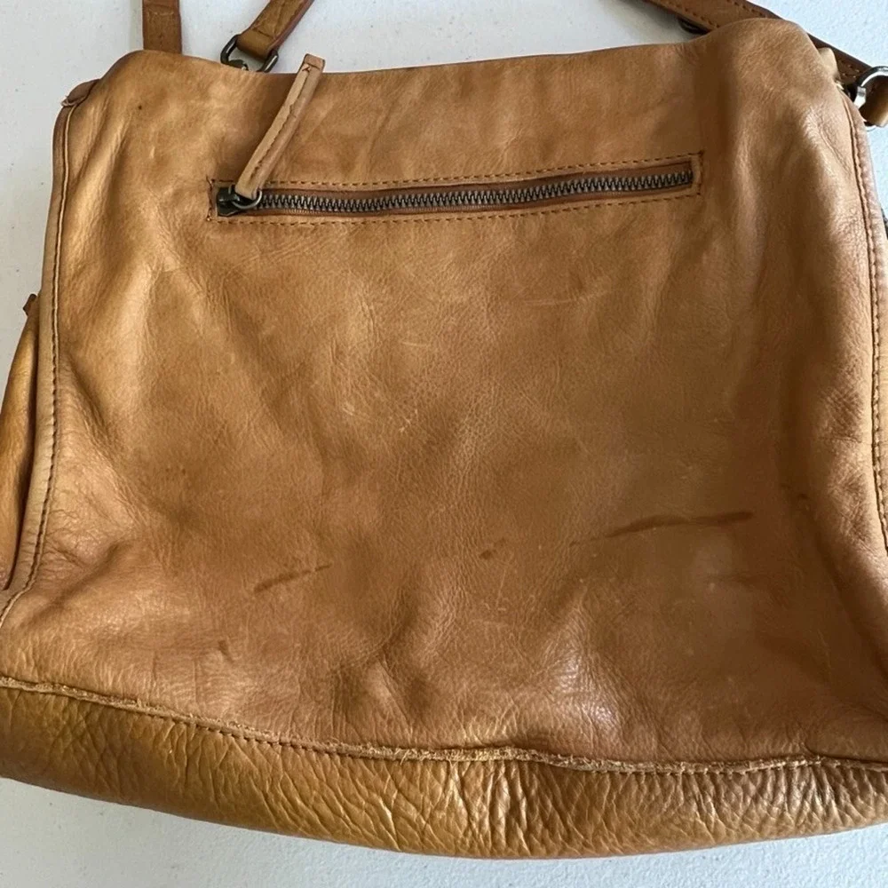 American Leather Co. Lenox Triple Entry Satchel Cafe Latte Tan Purse Handbag